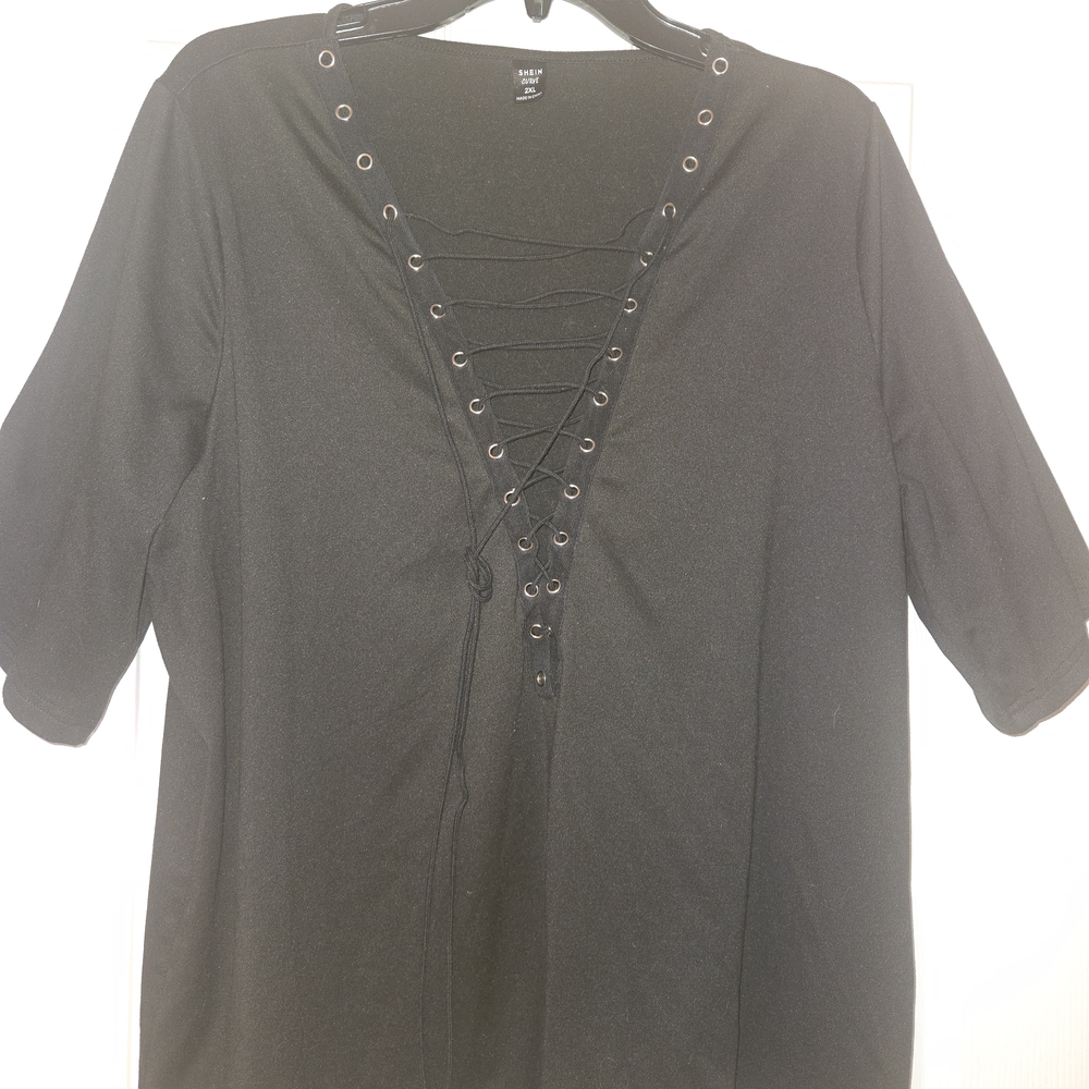Black Lace-Up Women's Top